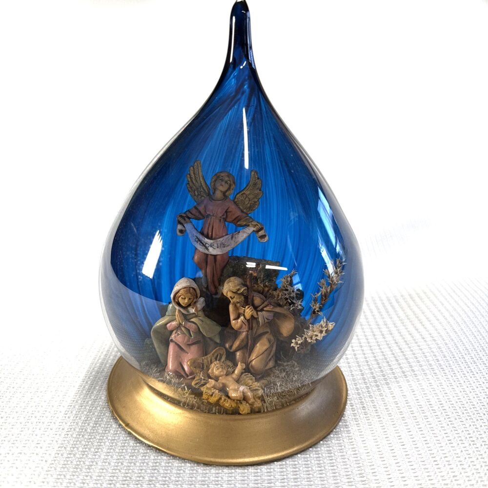 Vintage Fontanini 6" Glass Dome W/ Gloria Angel, Roman Inc. 1995 Nativity #56882